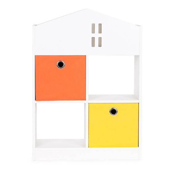 House library with storage boxes