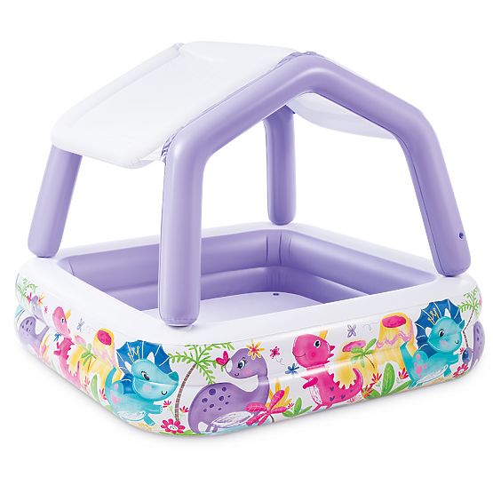 Inflatable Children's Pool with Canopy Purple INTEX 57470-DINO