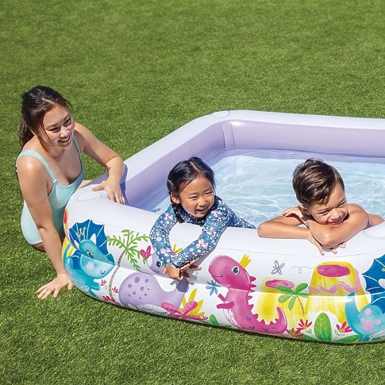 Inflatable Children's Pool with Canopy Purple INTEX 57470-DINO