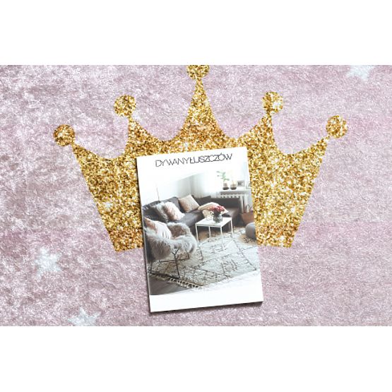 JUNIOR 51549.802 Round Washable Crown Rug for Kids Anti-Slip - Pink