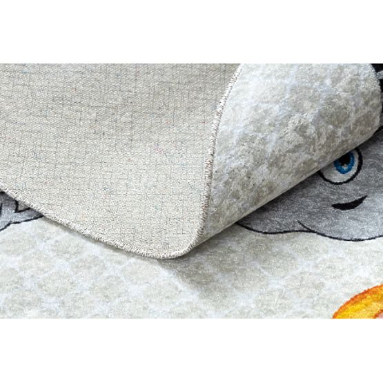 JUNIOR 51595.801 Round Washable Rug Animals, Africa for Kids Non-Slip - Grey