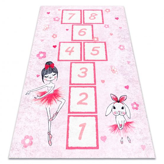 JUNIOR 51828.802 Washing Mat Hopscotch, Ballerina for Kids Anti-slip - Pink