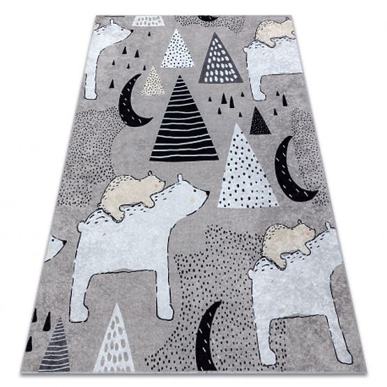 JUNIOR 51974.802 Washable Rug Bears, Animals for Children Anti-Slip - Grey