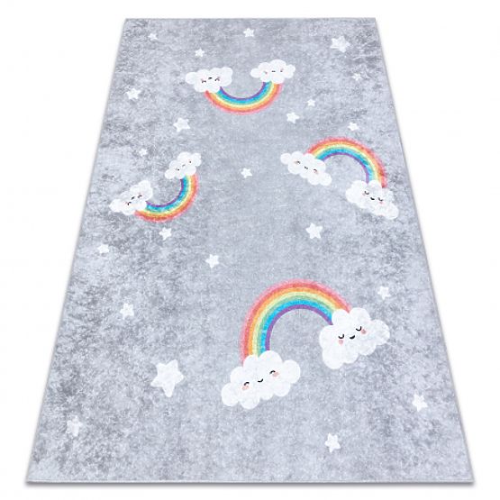JUNIOR 52063.801 Washable Rug Rainbow, Clouds for Children Anti-slip - Grey