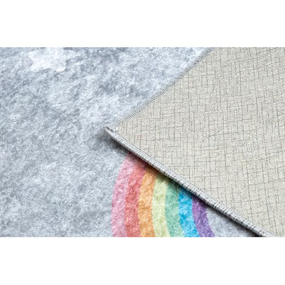 JUNIOR 52063.801 Washable Rug Rainbow, Clouds for Children Anti-slip - Grey