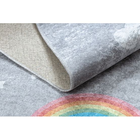 JUNIOR 52063.801 Washable Rug Rainbow, Clouds for Children Anti-slip - Grey