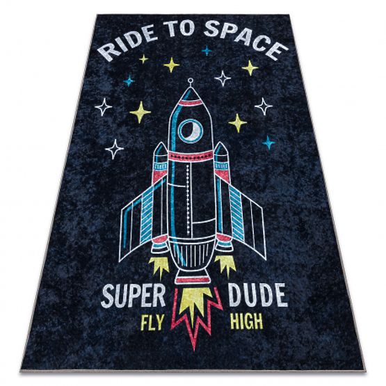 JUNIOR 52069.801 Washing Mat Space Rocket for Kids Anti-Slip - Black