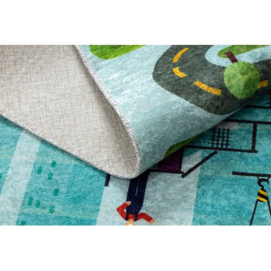 JUNIOR 52105.801 Washing Mat Construction Site, Street for Kids Non-Slip - Blue