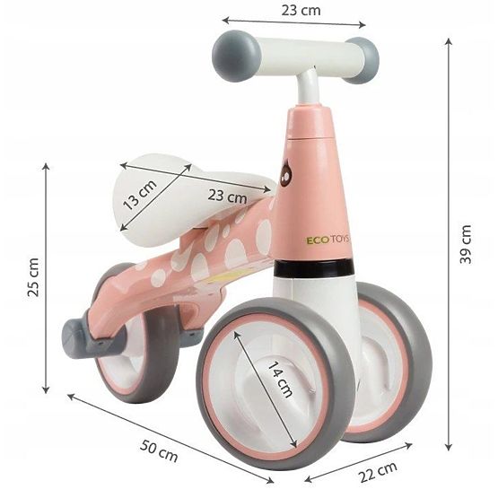 Kickback scooter Mini - pink with white polka dots