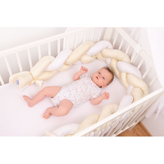 Knitted protector for the crib Cream 200cm