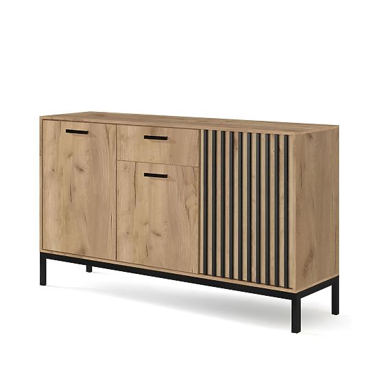LAMINO KM-1 Sideboard Oak Craft/Black, Legs: Black