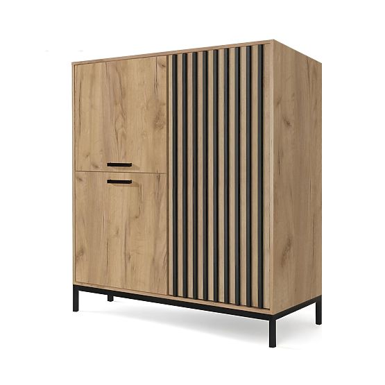 LAMINO KM-2 Sideboard Oak Craft/Black, Legs: Black