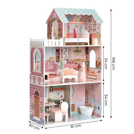 Large Dollhouse with Furniture Set ECOTOYS