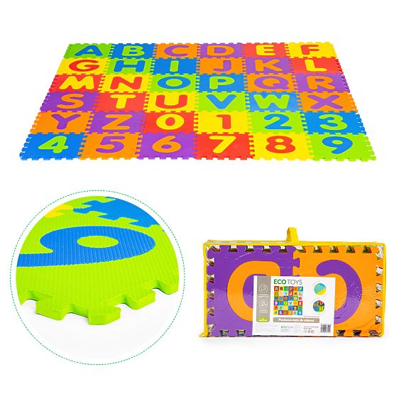 Large EVA Foam Mat for Children Letters Numbers 178x178 cm 36 Pieces ECOTOYS