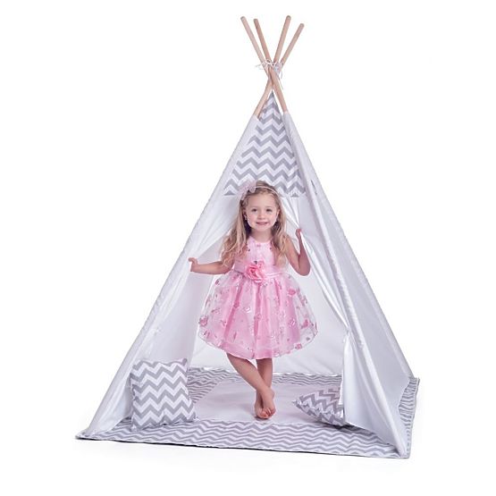 Children's teepee tent grey-white
