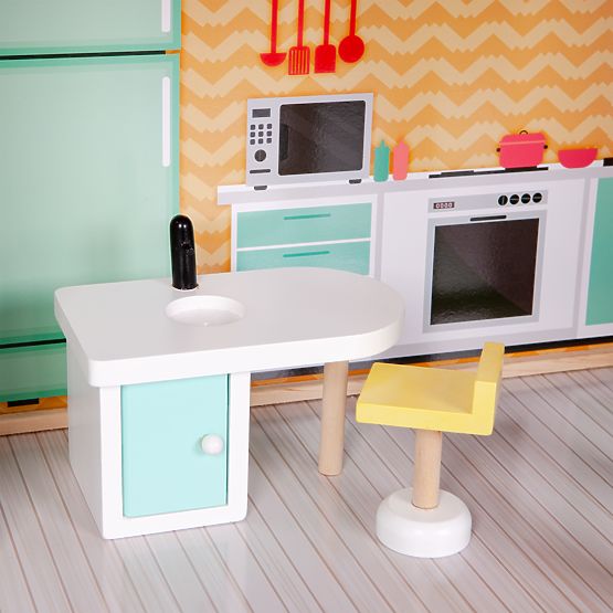 Large Wooden Dollhouse with Movable Elevator and Furniture ECOTOYS