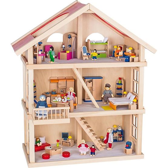 A large wooden doll house