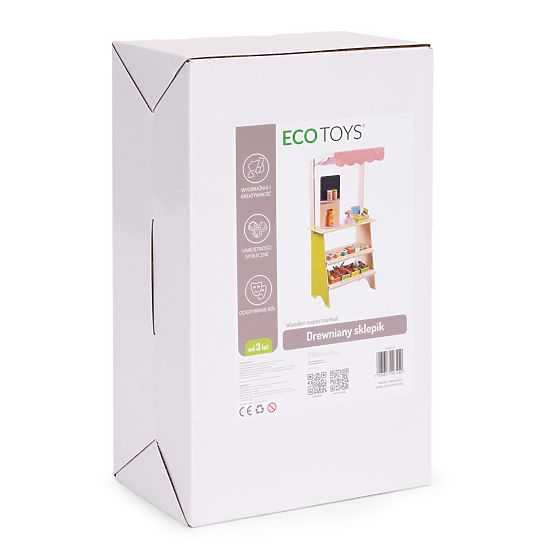 Large Wooden Stand for Children with Terminal and Scale Fruit Vegetables 20 Elements ECOTOYS