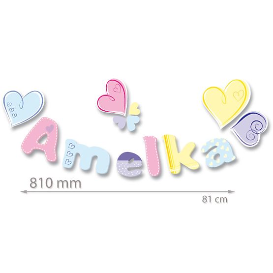 Letters - Pastel Hearts Wall Decoration