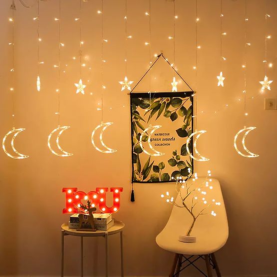 Light Chains Moons and Stars Christmas Lighting 96LED