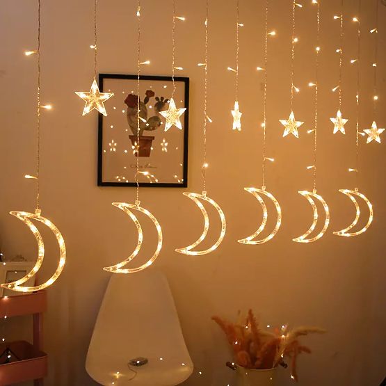 Light Chains Moons and Stars Christmas Lighting 96LED