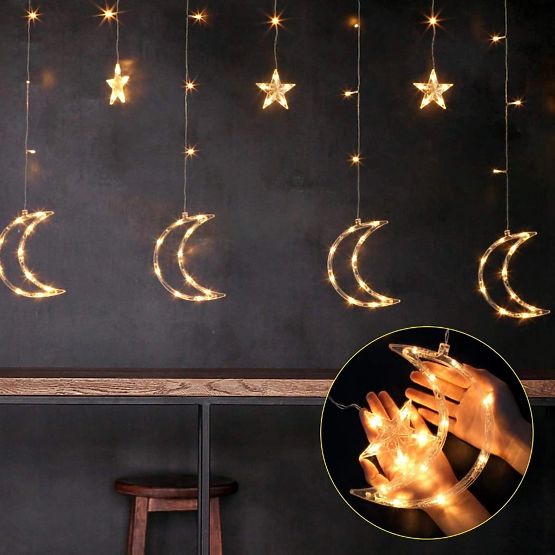 Light Chains Moons and Stars Christmas Lighting 96LED