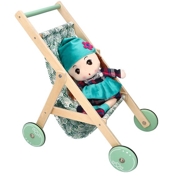 Light Wooden Doll Stroller