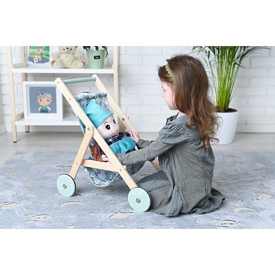 Light Wooden Doll Stroller
