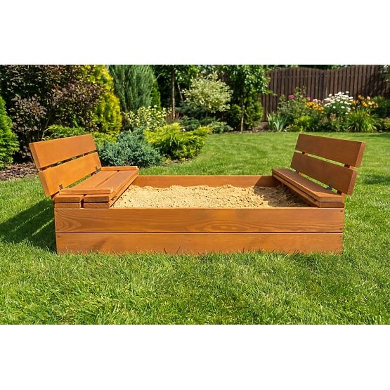 Closable Sandbox with Benches 100x100 cm