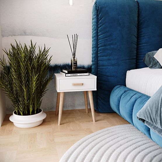 Luna White Nightstand, Nightstand