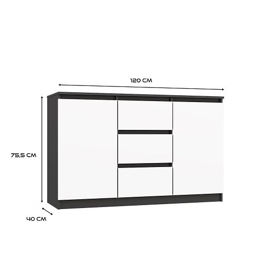 Malwa 2D3S Sideboard ANTHRACITE WHITE