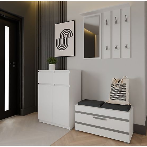 Malwa 2DD2S Sideboard Cabinet 2 Doors 2 Drawers for Living Room WHITE