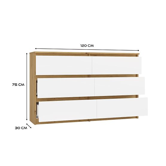 Malwa M6 120 Sideboard OAK ARTISAN WHITE