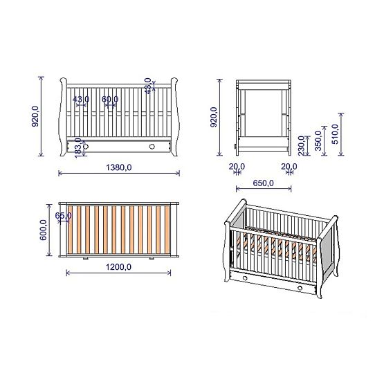 Míša Baby Crib - Grey