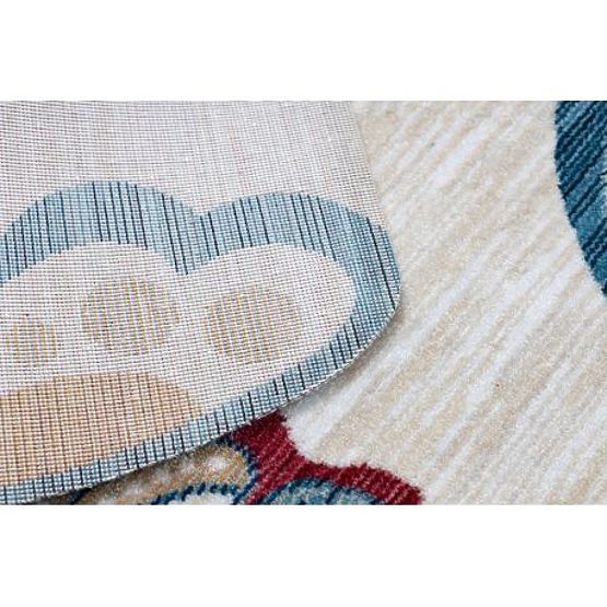 Modern Children's Rug TOYS 75326 BUTTERFLY, Irregular Shape, Cream, Red Fuchsia