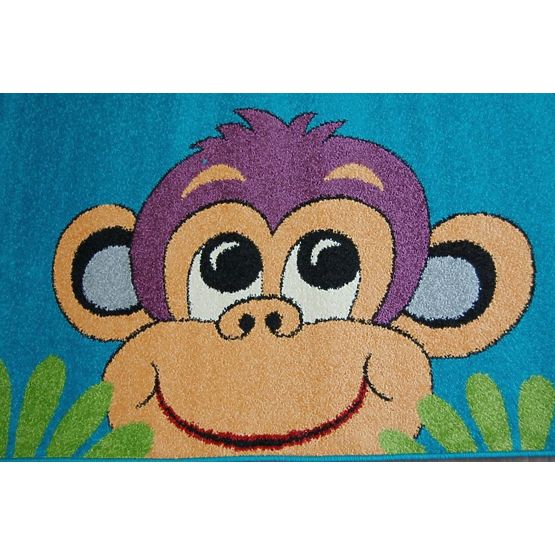 Monkey Children's Rug - Turquoise