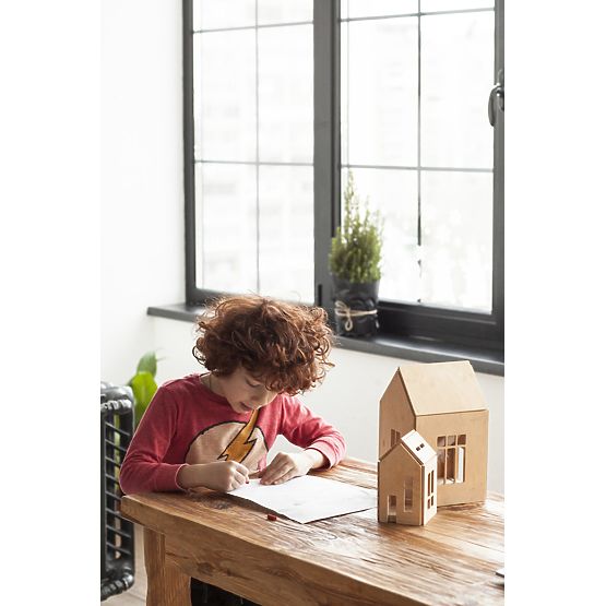 Magnetic Montessori wooden house - natural