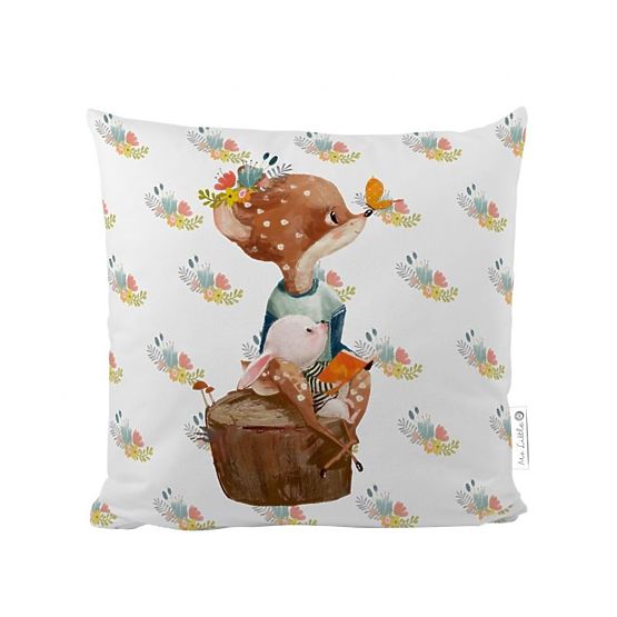 Mr. Little Fox Pillow - Forest School - Fawn and rabbit