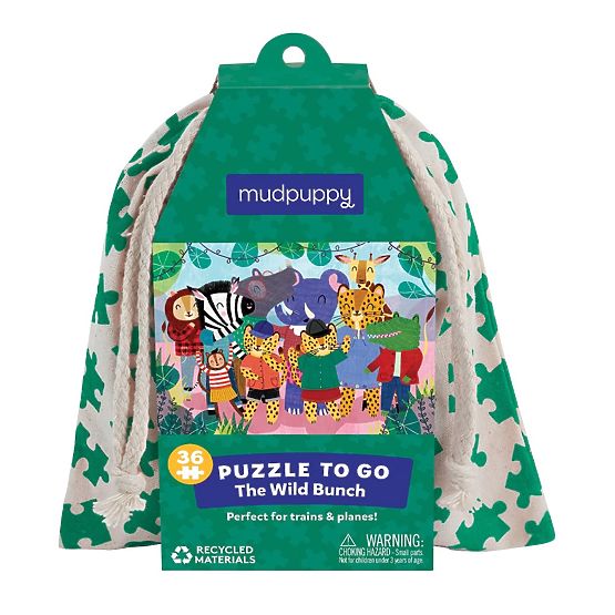 Mudpuppy Puzzle Wild Animals in a Fabric Bag 36 Pieces