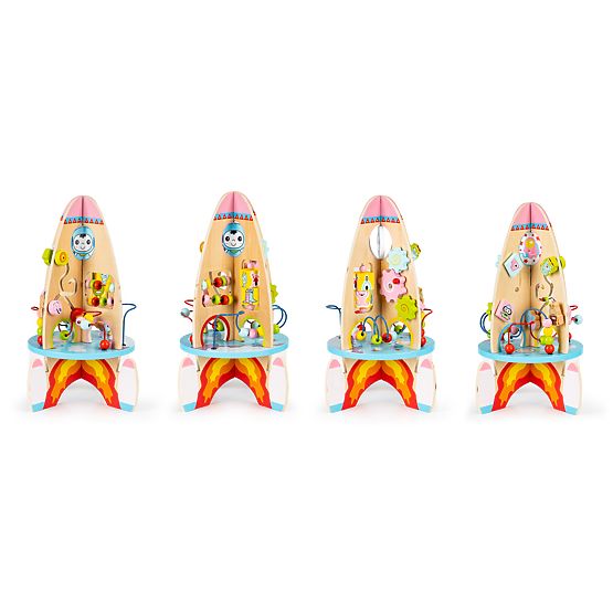 Multifunctional educational wooden rocket 8in1