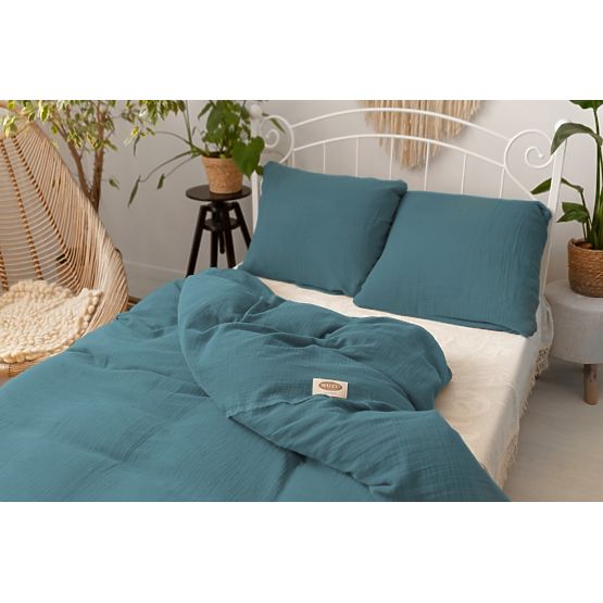 Muslin bedding 140x200 cm + 70x90 cm dark blue