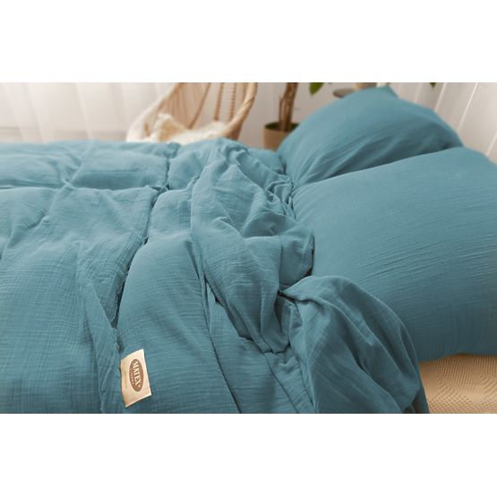 Muslin bedding 140x200 cm + 70x90 cm dark blue