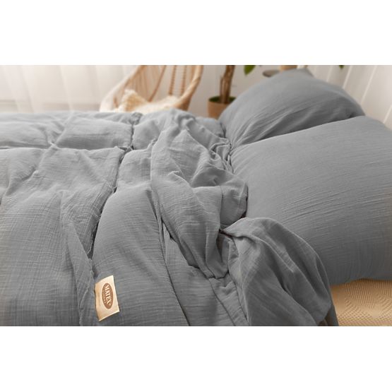 Muslin bedding 140x200 cm + 70x90 cm dark gray