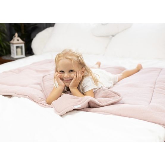 Muslin blanket and pillow with filling 100x135 + 40x60 - pink