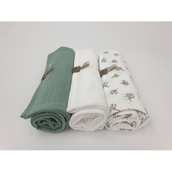 Muslin diapers 3 pcs - green
