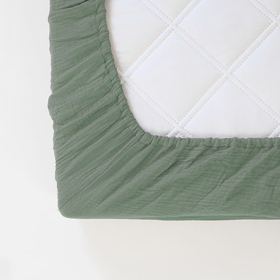 Muslin Fitted Sheet Ourbaby 200x90 cm - Green