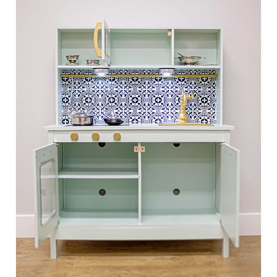 Nordic wooden kitchen with accessories