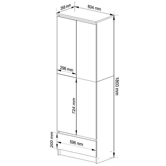 Office Cabinet R 60 cm CLP 1 Drawer 2 Doors PK Alder