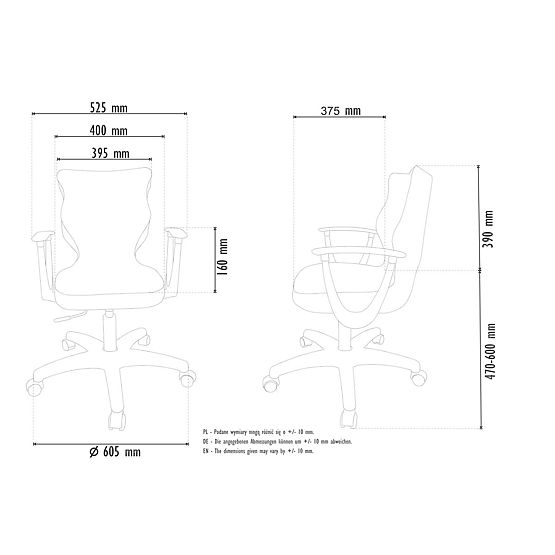 Office Chair Adjusted for Height 146-176.5 cm - Black