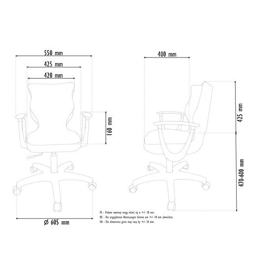 Office Chair Adjusted for Height 159-188 cm - Black